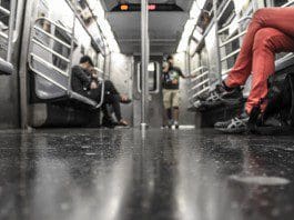 People riding subway
