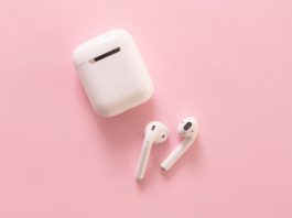 AirPods case with a touchscreen display